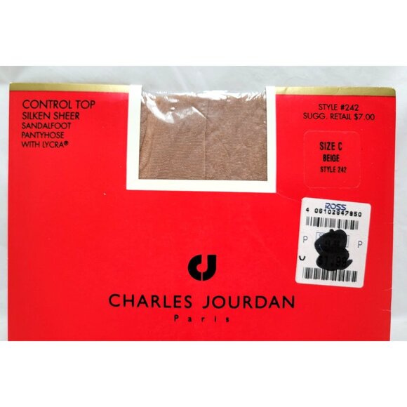 VTG Charles Jourdan 5 Control Top & 1 Ultra Sheer Pantyhose Size C Beige NOS - Picture 4 of 10